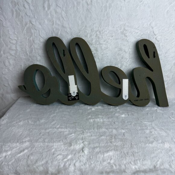 Wooden "Hello" Sign Teal Distressed Finish Wall Decor Chunky Country Rustic - Picture 4 of 7
